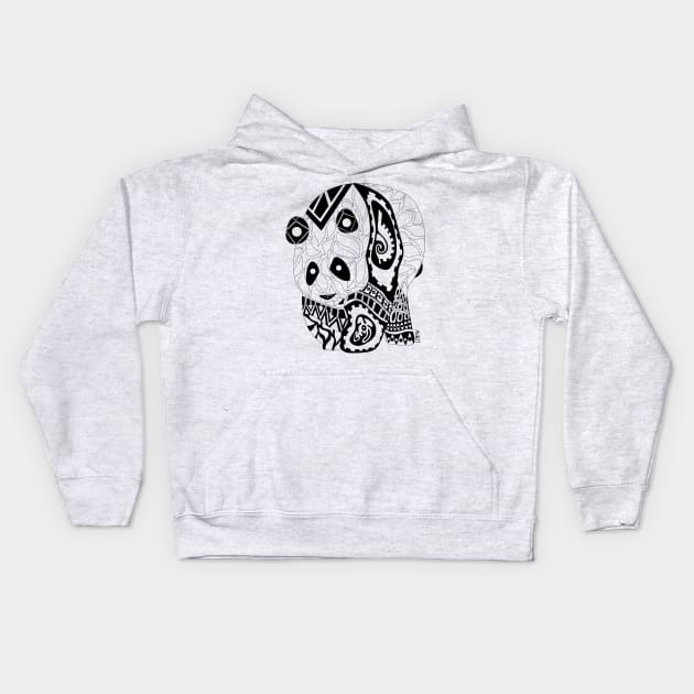 mexican panda bear with totonac patterns ecopop Kids Hoodie by jorge_lebeau